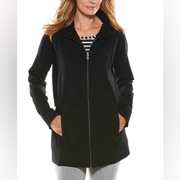 Coolibar Cruise Jacket Womens medium Black UPF‎ 50 Full Zip Thumbhole Bamboo - Picture 1 of 5